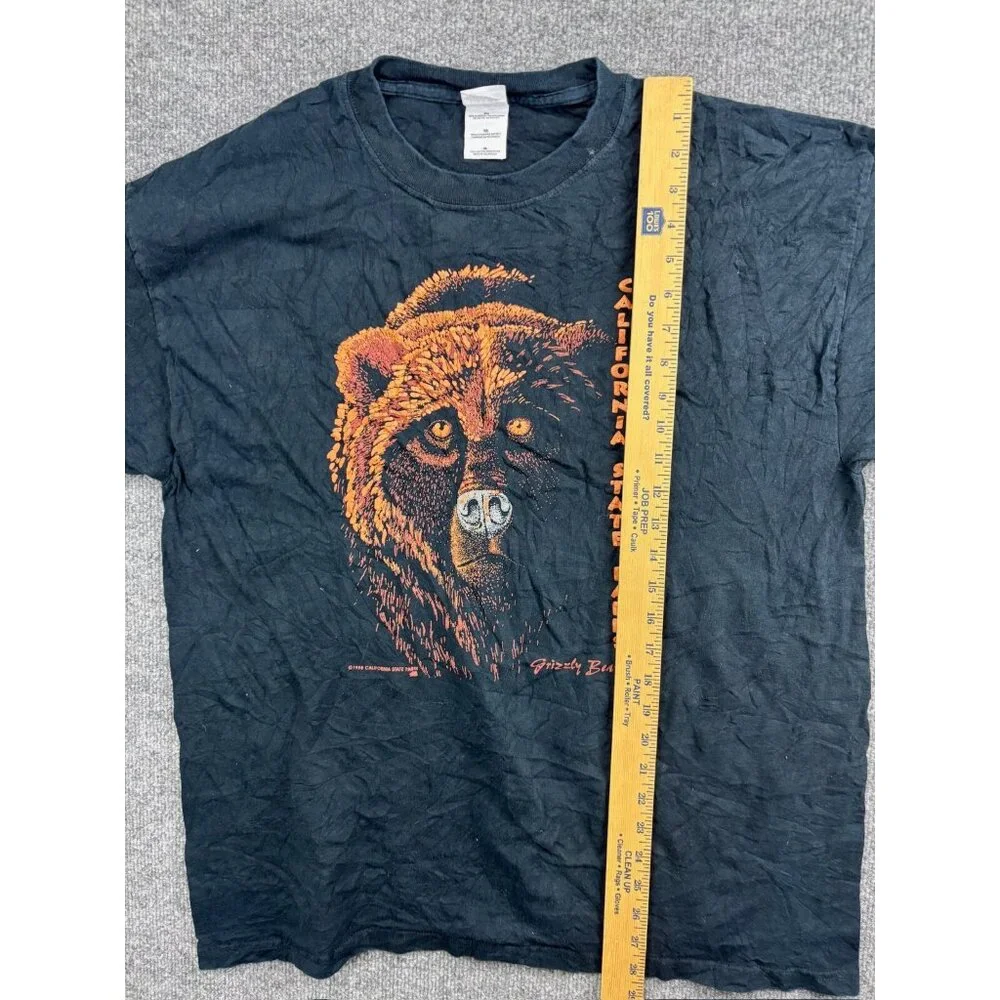 VNTG Gildan California State Park Shirt Men's XL Black Heavyweight Grizzly Bear‎